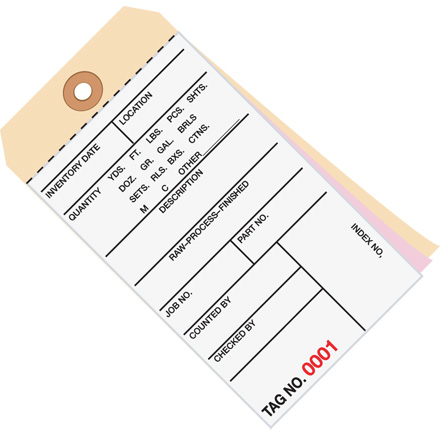6 <span class='fraction'>1/4</span> x 3 <span class='fraction'>1/8</span>" - (5000-5499) Inventory Tags 3 Part Carbonless # 8