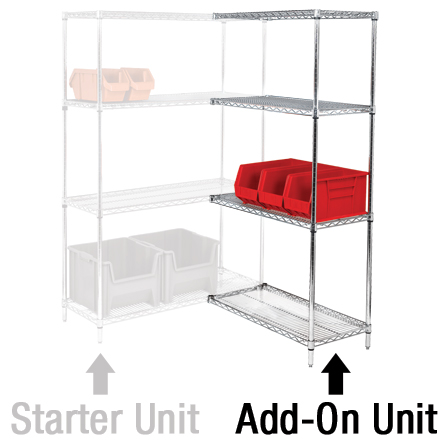 48 x 24 x 54" - 4 Shelf Wire Shelving Add-On Unit