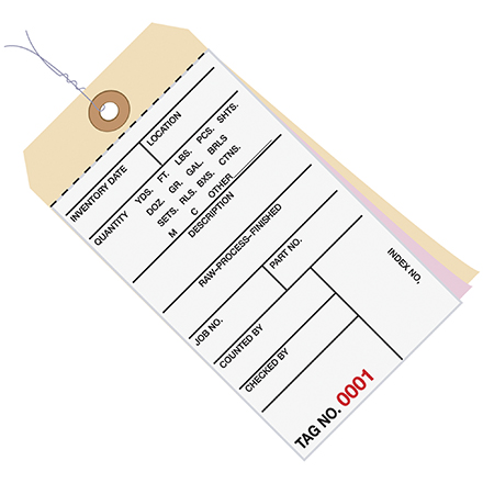 6 <span class='fraction'>1/4</span> x 3 <span class='fraction'>1/8</span>" - (6500-6999) Inventory Tags 3 Part Carbonless #8 - Pre-Wired